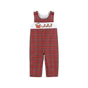 Lil Cactus Girls  Smocked Overall, Red